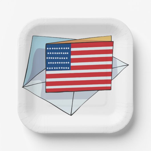 USA-Flag auf Karte Pappteller (Vorderseite)