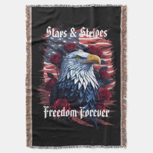 USA Flag Bald Eagle & Rose Sterne & Streifen Decke