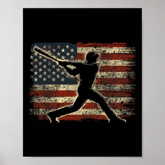 Usa Flag Baseball Player American Flag Baseball Poster (Vorne)