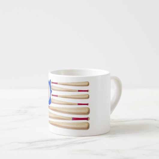 USA Flag Baseball Theme Espressotasse (Vorderseite Rechts)