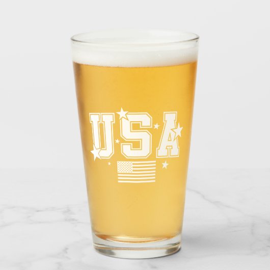 USA Flag Beer Glas (Vorne (Gefüllt))