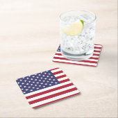 USA FLAG Beer mat, Rechteckiger Pappuntersetzer (Vor Ort)