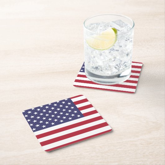 USA FLAG Beer mat, Rechteckiger Pappuntersetzer (Vor Ort)