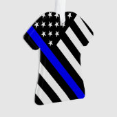USA Flag Black and White Thin Blue Line Ornament (Vorderseite)