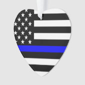 USA Flag Black and White Thin Blue Line Ornament (Vorderseite)