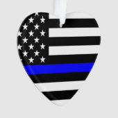USA Flag Black and White Thin Blue Line Ornament (Vorderseite)