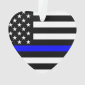 USA Flag Black and White Thin Blue Line Ornament (Rückseite)