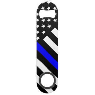 USA Flag Black and White Thin Blue Line Speedflaschenöffner