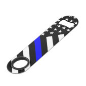 USA Flag Black and White Thin Blue Line Speedflaschenöffner (Rückseite Schrägansicht)