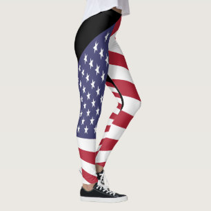 USA Flag Black Leggings