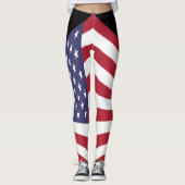 USA Flag Black Leggings (Vorderseite)