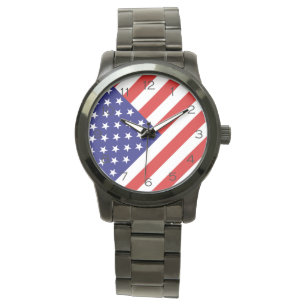 USA Flag Black Numbers (Schwarze Zahlen) Armbanduhr
