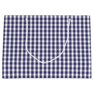 USA Flag Blue and White Gingham Checked Große Geschenktüte