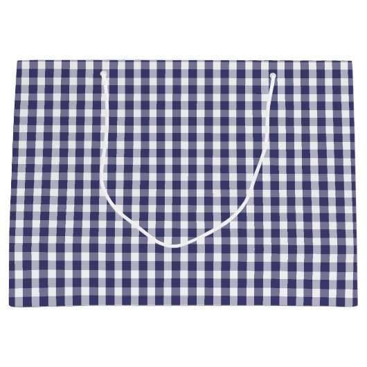 USA Flag Blue and White Gingham Checked Große Geschenktüte (Vorderseite)