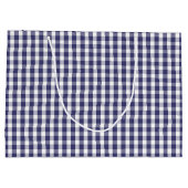USA Flag Blue and White Gingham Checked Große Geschenktüte (Rückseite)