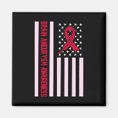 USA Flag Brain Aneurysm Awareness Month Supporter Magnet (Vorne)