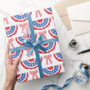 USA Flag Bunting and Bows American Summer Geschenkpapier