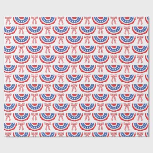 USA Flag Bunting and Bows American Summer Geschenkpapier (Flach)