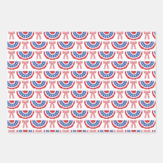 USA Flag Bunting and Bows American Summer Geschenkpapier Set (Vorderseite 2)