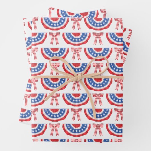 USA Flag Bunting and Bows American Summer Geschenkpapier Set (Beispiel)