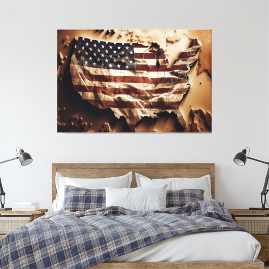 USA Flag Canvas Druckbild Leinwanddruck (Insitu (Schlafzimmer))