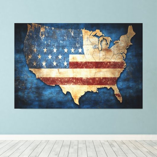 USA Flag Canvas Druckbild Leinwanddruck (Insitu (Holzboden))