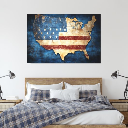 USA Flag Canvas Druckbild Leinwanddruck (Insitu (Schlafzimmer))