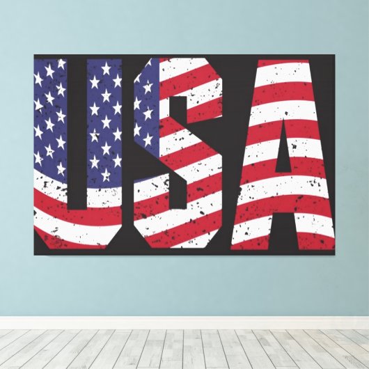 USA Flag Canvas Druckbild Leinwanddruck (Insitu (Holzboden))