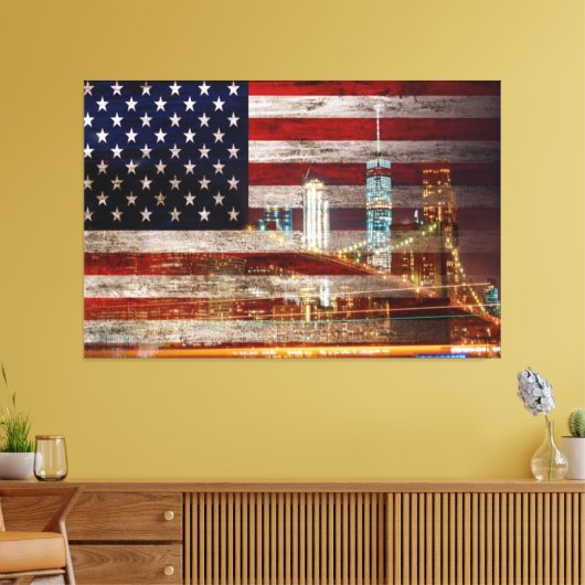 USA Flag Canvas Druckbild Leinwanddruck (Insitu (Wohnzimmer))