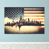 USA Flag Canvas Druckbild Leinwanddruck (Insitu (Holzboden))