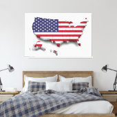 USA Flag Canvas Druckbild Leinwanddruck (Insitu (Schlafzimmer))