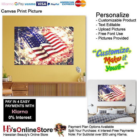 USA Flag Canvas Druckbild Leinwanddruck