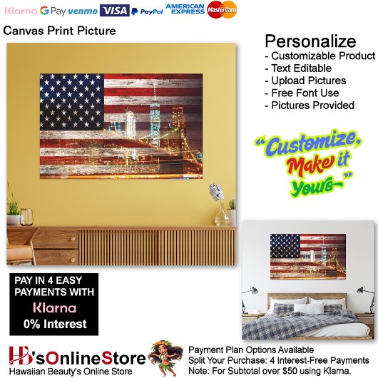 USA Flag Canvas Druckbild Leinwanddruck