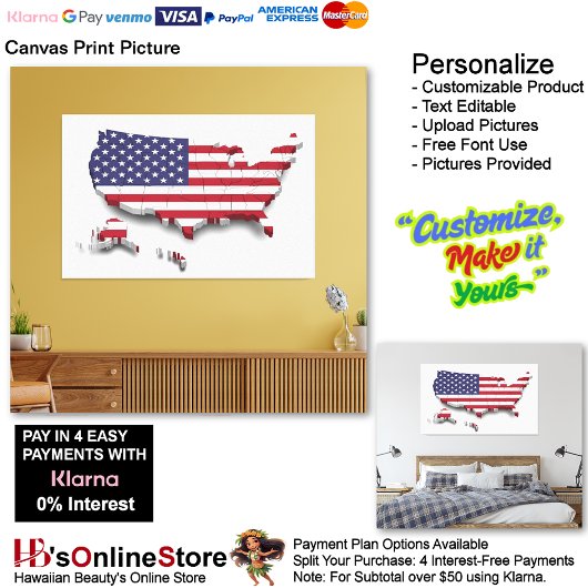 USA Flag Canvas Druckbild Leinwanddruck
