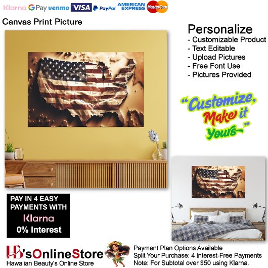 USA Flag Canvas Druckbild Leinwanddruck