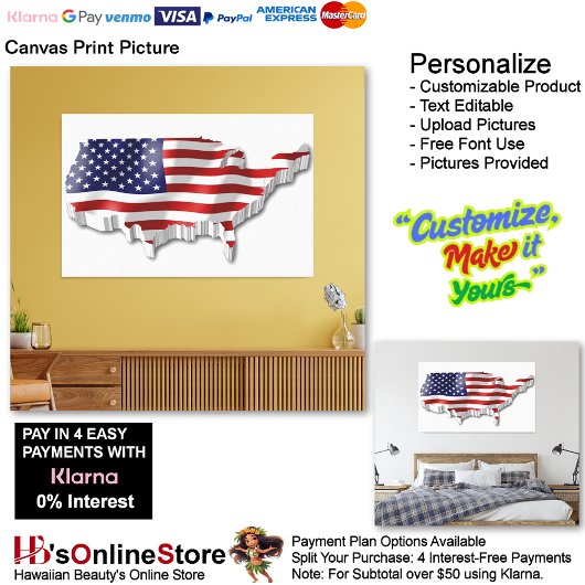 USA Flag Canvas Druckbild Leinwanddruck