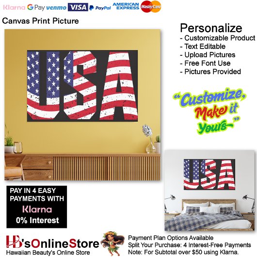 USA Flag Canvas Druckbild Leinwanddruck