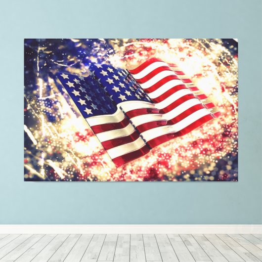 USA Flag Canvas Druckbild Leinwanddruck (Insitu (Holzboden))