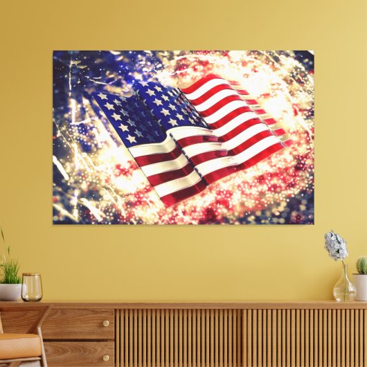 USA Flag Canvas Druckbild Leinwanddruck (Insitu (Wohnzimmer))