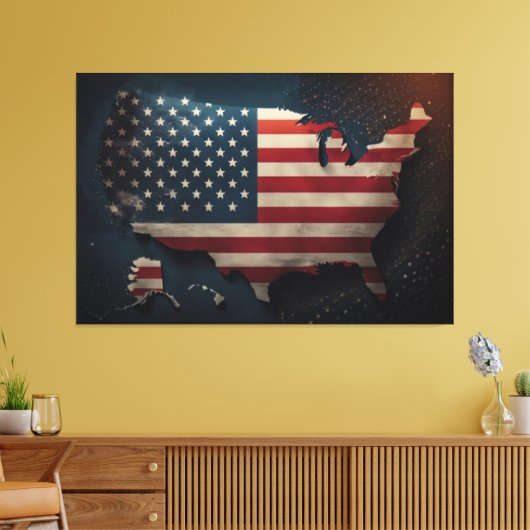 USA Flag Canvas Druckbild Leinwanddruck (Insitu (Wohnzimmer))