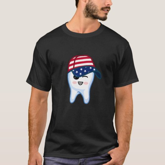 USA Flag Cap Tooth Patriotic Dentistry Dental Hygi T-Shirt (Vorderseite)