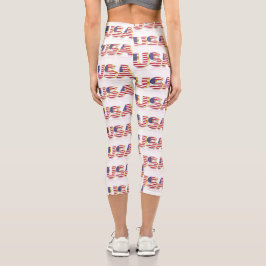 USA Flag Capri Leggings