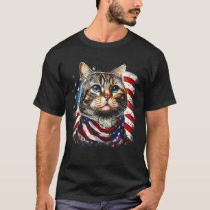 USA Flag Cat Süße Tier Pet Art Design Illustrati T-Shirt