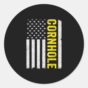USA Flag Cornhole Toss Player Runder Aufkleber