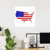 USA Flag & Country Shape Poster (Heimbüro)