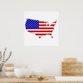 USA Flag & Country Shape Poster (Küche)