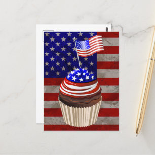 USA Flag Cupcakes Pattern Postkarte