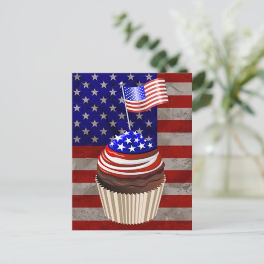 USA Flag Cupcakes Pattern Postkarte (Stehend Vorderseite)