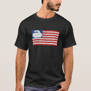 USA Flag Curling Stone Vintag T-Shirt