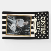 USA Flag Custom Photo Banner, Black Flag Patriotic Banner (Horizontal)